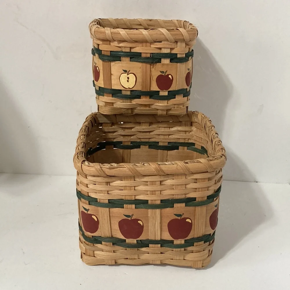 NESTING BASKETS Apple Teacher Design Square Woven Set of 2